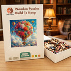 Floral Hot Air Balloon Wooden Puzzle – packaged wooden puzzle gift box