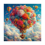 Floral Hot Air Balloon round wooden puzzle