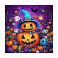 Halloween Pumpkin Witch round wooden puzzle