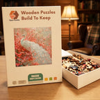 White Peacock Blossoms Wooden Puzzle – packaged wooden puzzle gift box