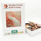 White Peacock Blossoms Wooden Puzzle – packaged wooden puzzle gift box