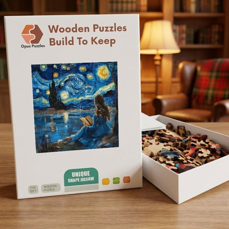 Starry Night Reader Wooden Puzzle – packaged wooden puzzle gift box