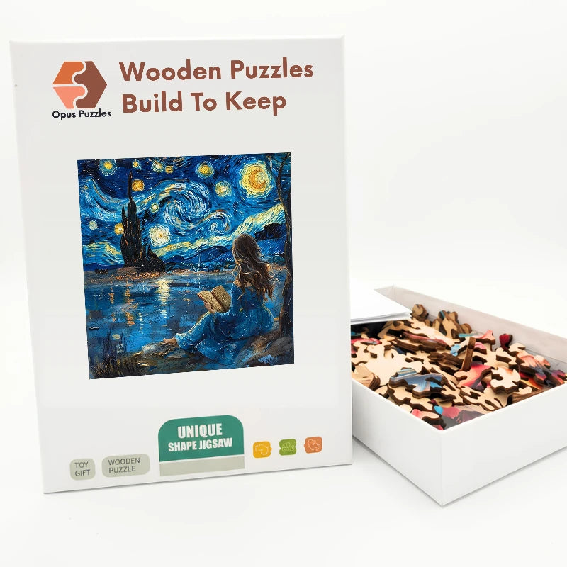 Starry Night Reader Wooden Puzzle – packaged wooden puzzle gift box