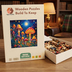 Moonlit Mushroom Grove Wooden Puzzle – packaged wooden puzzle gift box