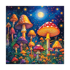 Moonlit Mushroom Grove round wooden puzzle