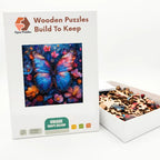 Glowing Blue Butterfly Wooden Puzzle – packaged wooden puzzle gift box