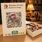 Floral Bead Elephant Wooden Puzzle – packaged wooden puzzle gift box