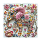 Floral Bead Elephant round wooden puzzle