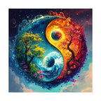 Yin Yang Seasons round wooden puzzle