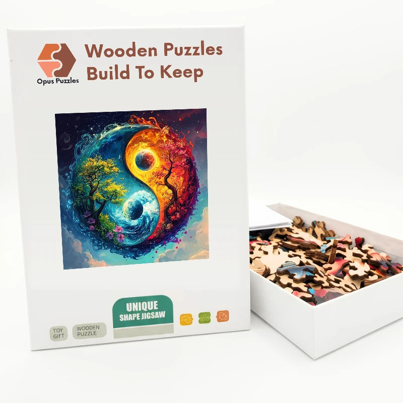 Yin Yang Seasons Wooden Puzzle – packaged wooden puzzle gift box