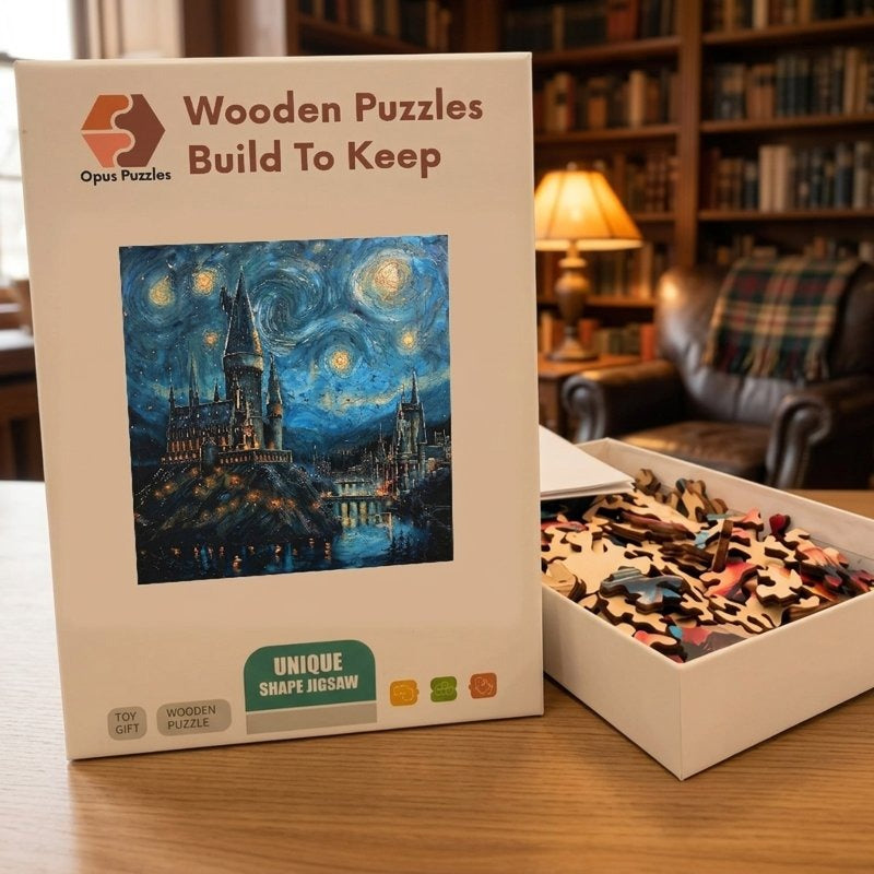 Starry Castle Lake Wooden Puzzle – packaged wooden puzzle gift box