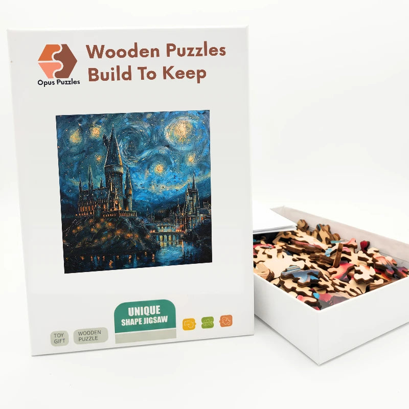 Starry Castle Lake Wooden Puzzle – packaged wooden puzzle gift box