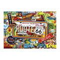 Route 66 Roadside round wooden puzzle