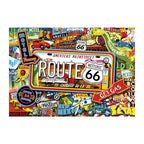 Route 66 Roadside round wooden puzzle