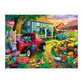 Farm Stand Sunset round wooden puzzle
