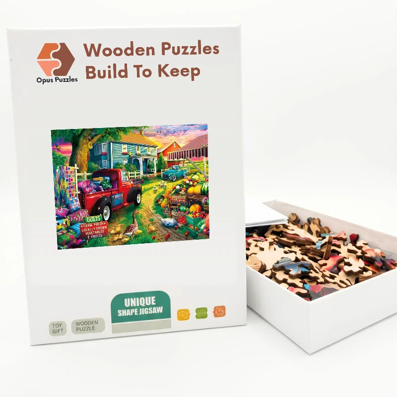 Farm Stand Sunset Wooden Puzzle – packaged wooden puzzle gift box