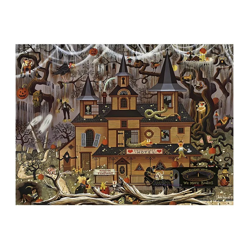 Sweetheart Haunted Hotel round wooden puzzle