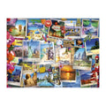Travel Postcard Collage round wooden puzzle