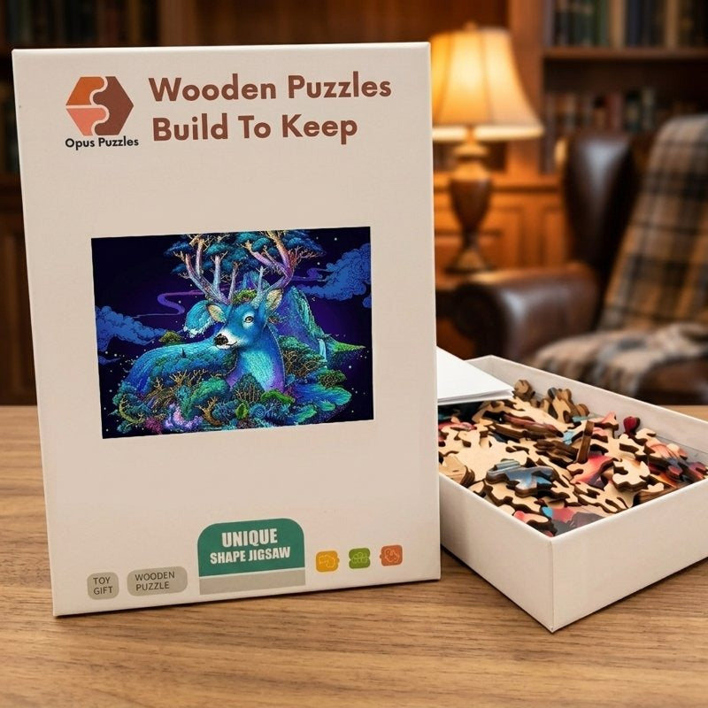 Forest Spirit Stag Wooden Puzzle – packaged wooden puzzle gift box