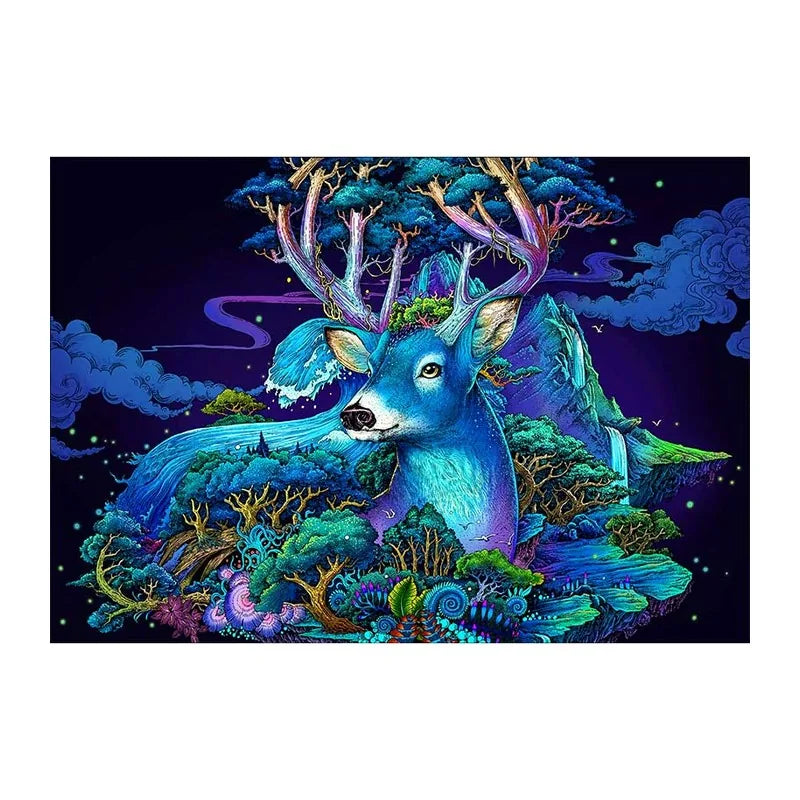 Forest Spirit Stag round wooden puzzle