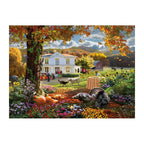 Autumn Farmhouse Welcome round wooden puzzle