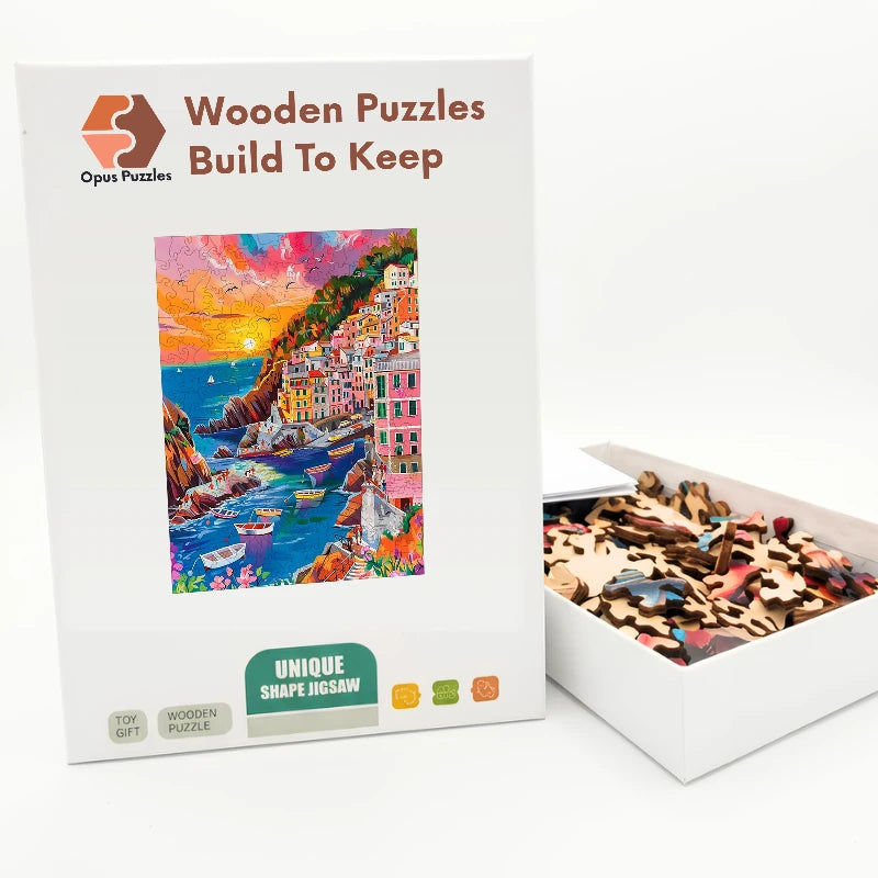Cinque Terre Sunset Wooden Puzzle – packaged wooden puzzle gift box