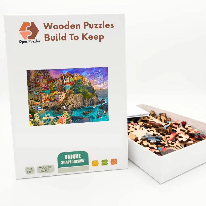 Amalfi Cliff Cafe Wooden Puzzle – packaged wooden puzzle gift box