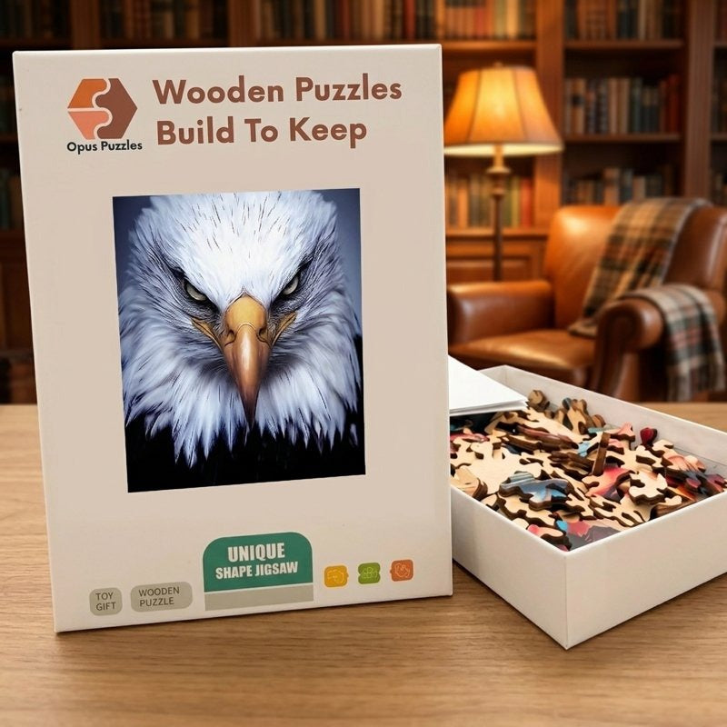 Bald Eagle Stare Wooden Puzzle – packaged wooden puzzle gift box