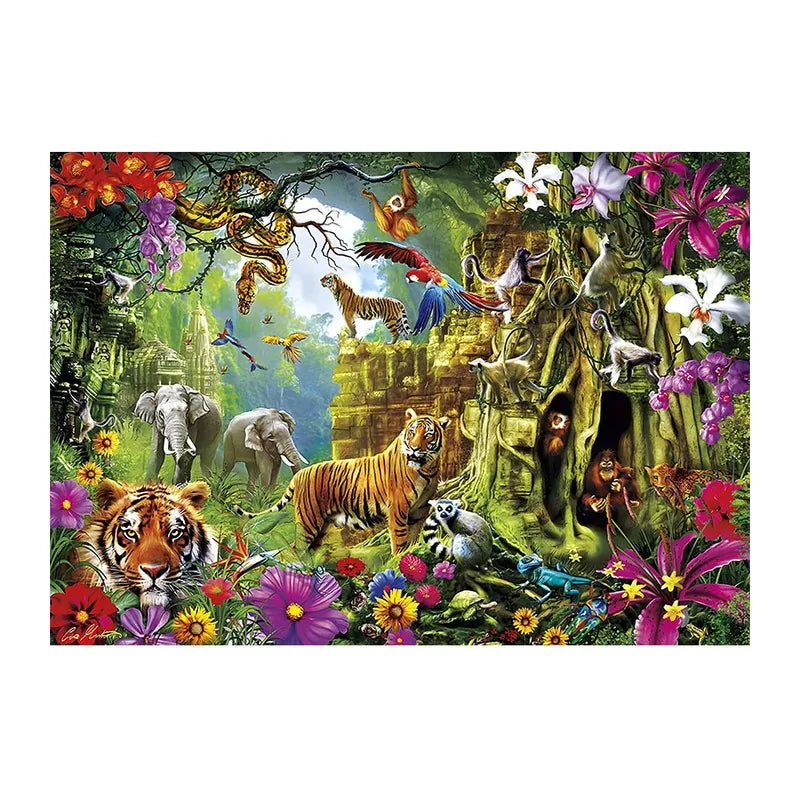 Hidden Tiger Temple round wooden puzzle
