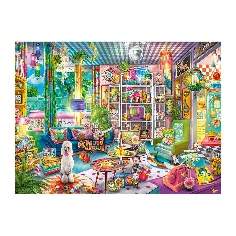 Maximalist Doll Room round wooden puzzle