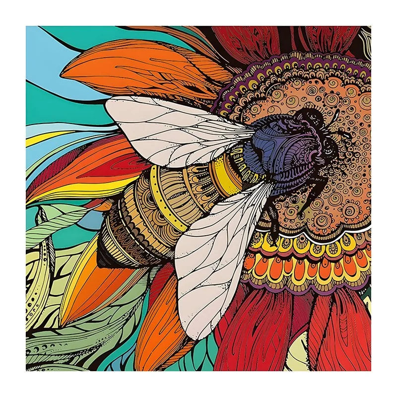 Folk Bee Bloom round wooden puzzle