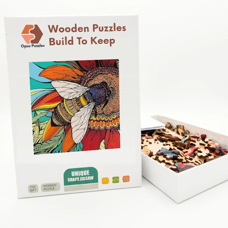 Folk Bee Bloom Wooden Puzzle – packaged wooden puzzle gift box