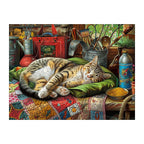 Garden Shed Catnap round wooden puzzle