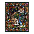 Ocelot In Folk Frame round wooden puzzle