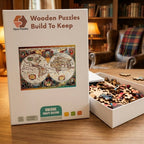 Antique World Map Wooden Puzzle – packaged wooden puzzle gift box