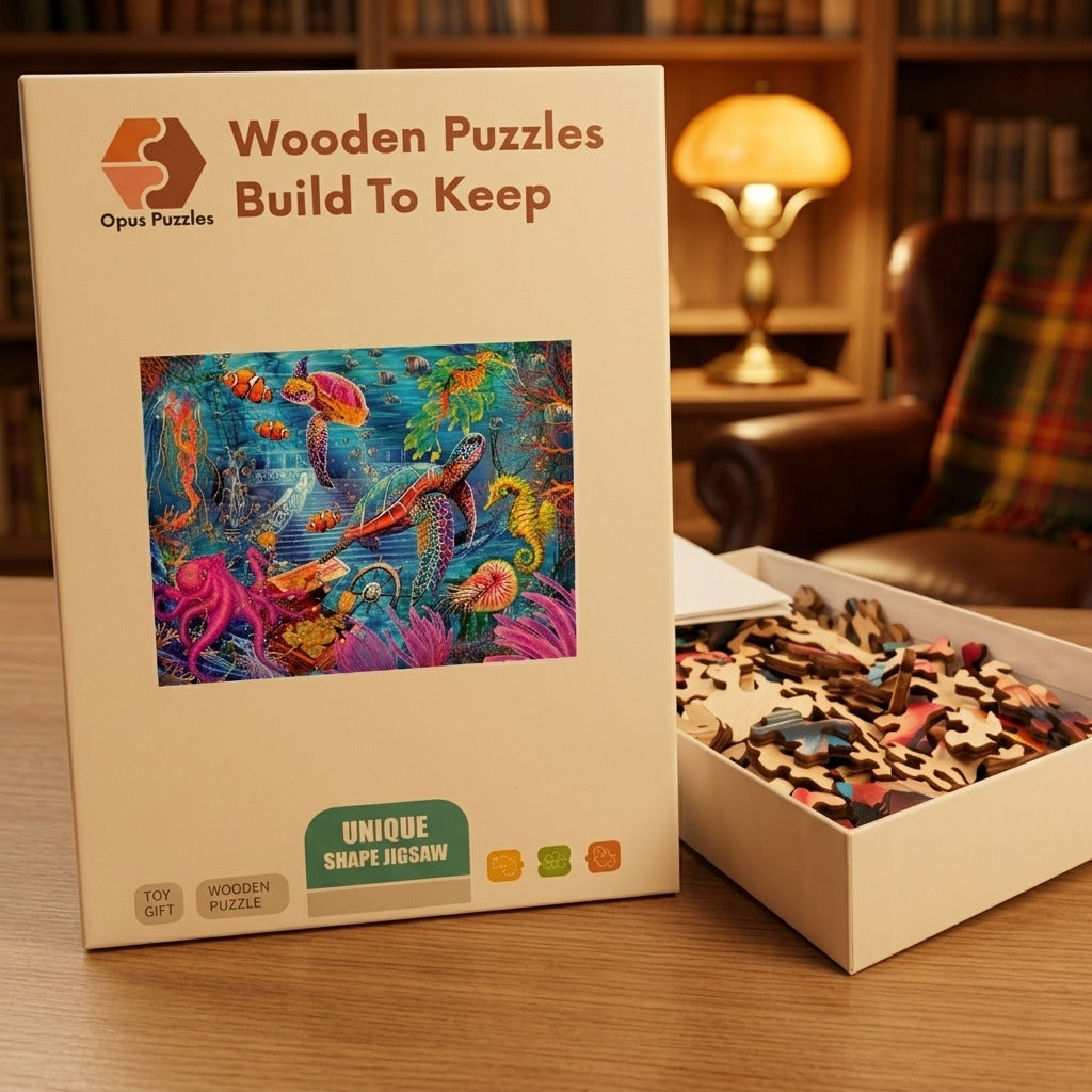 Coral Reef Sea Turtles Wooden Puzzle – packaged wooden puzzle gift box