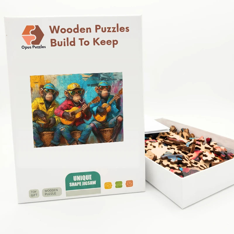 Reggae Monkey Band Wooden Puzzle – packaged wooden puzzle gift box