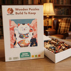 Lucky Cat Twins Wooden Puzzle – packaged wooden puzzle gift box