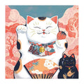 Lucky Cat Twins round wooden puzzle