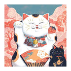Lucky Cat Twins round wooden puzzle