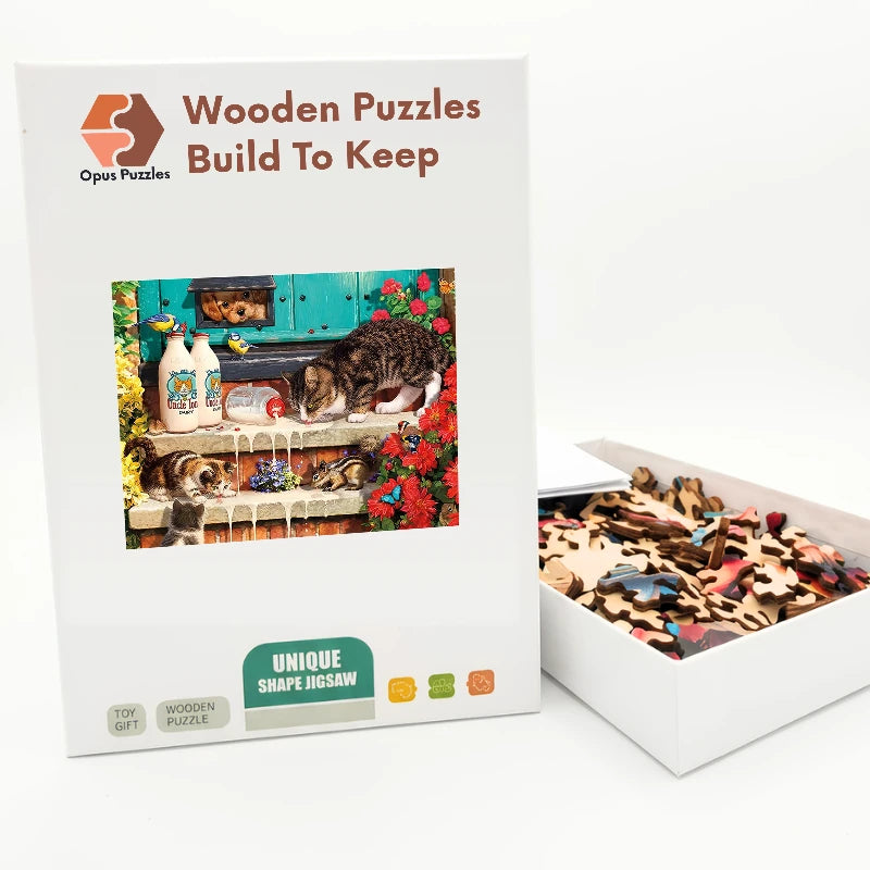Milk Spill On The Porch Wooden Puzzle – packaged wooden puzzle gift box