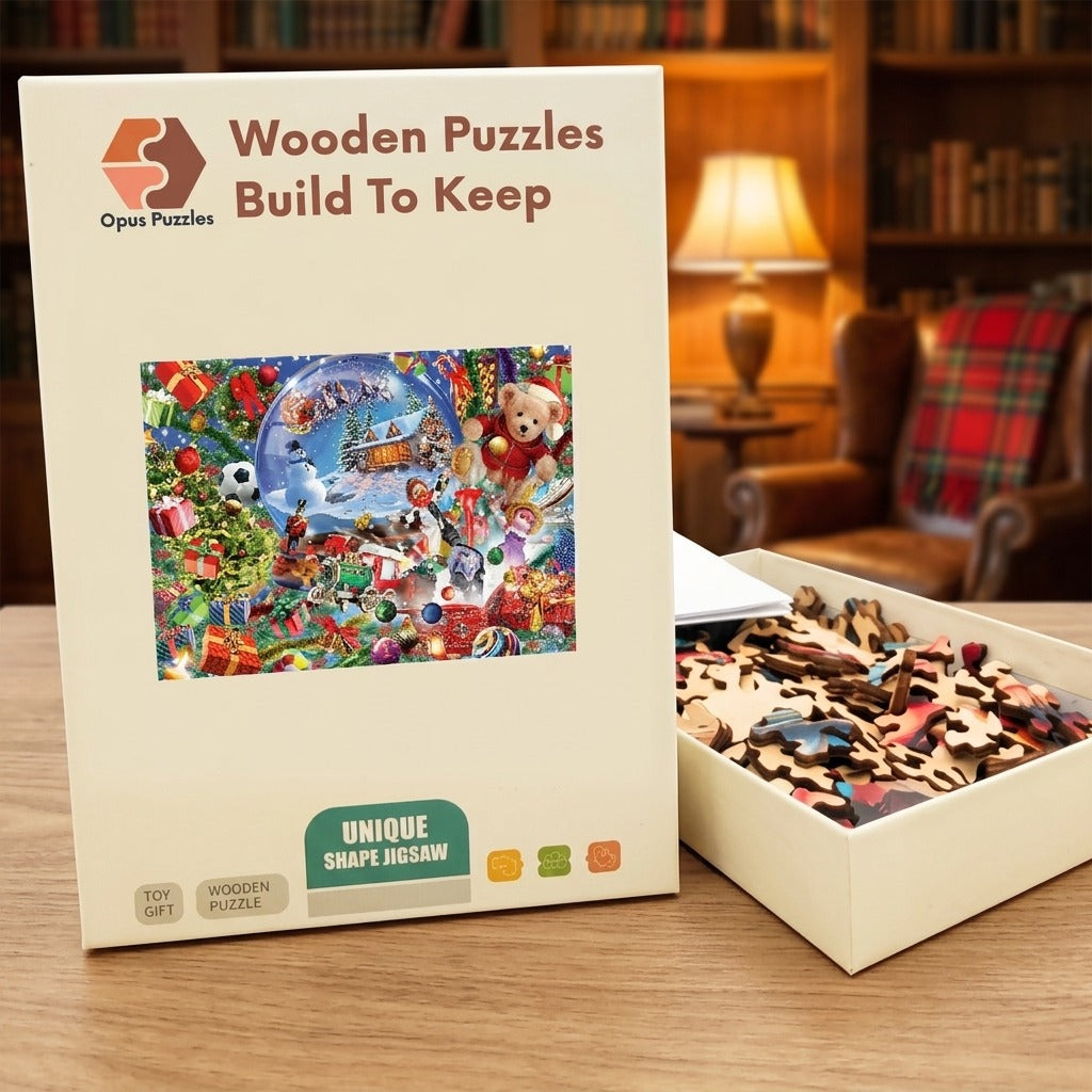 Christmas Snow Globe Wonder Wooden Puzzle – packaged wooden puzzle gift box