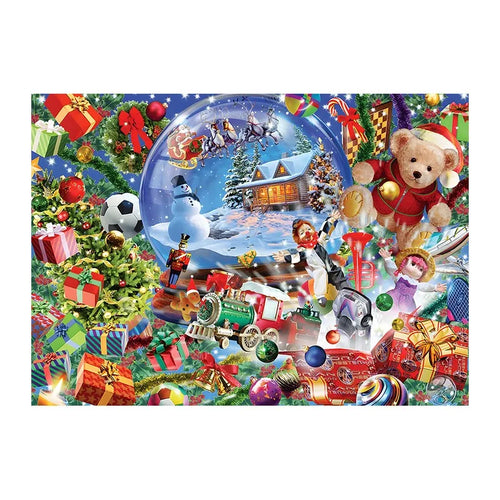 Christmas Snow Globe Wonder round wooden puzzle