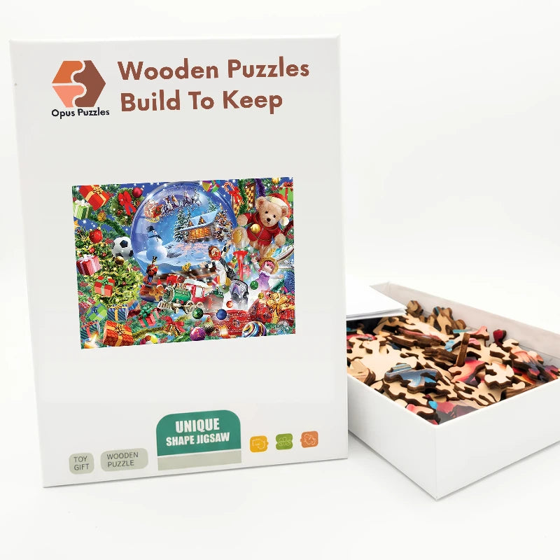 Christmas Snow Globe Wonder Wooden Puzzle – packaged wooden puzzle gift box