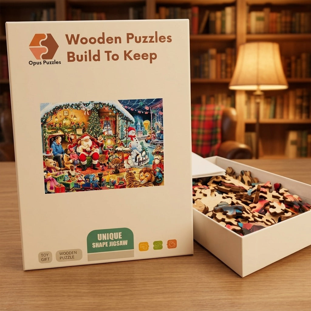 Christmas Eve Living Room Wooden Puzzle – packaged wooden puzzle gift box