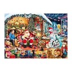 Christmas Eve Living Room round wooden puzzle