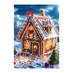 Gingerbread Cottage Snow round wooden puzzle