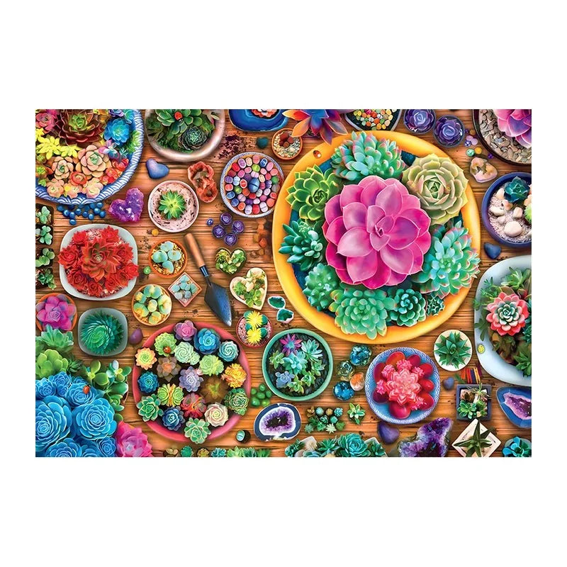 Succulent Garden Table round wooden puzzle