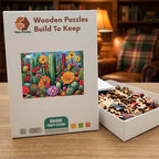 Desert Cactus Bloom Wooden Puzzle – packaged wooden puzzle gift box