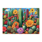 Desert Cactus Bloom round wooden puzzle
